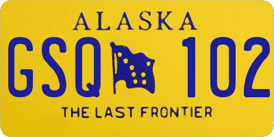 AK license plate GSQ102