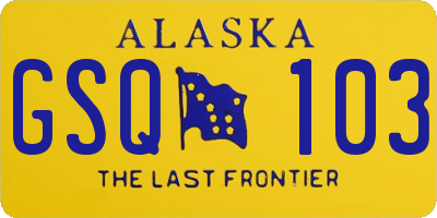 AK license plate GSQ103