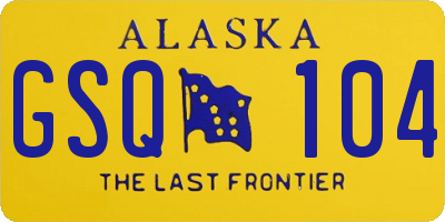 AK license plate GSQ104