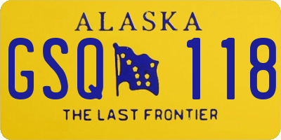 AK license plate GSQ118