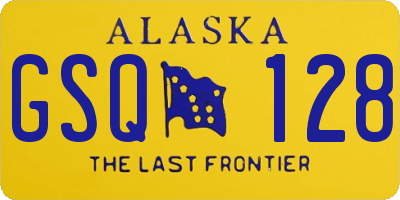 AK license plate GSQ128