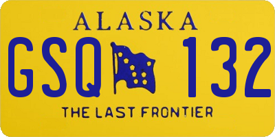AK license plate GSQ132