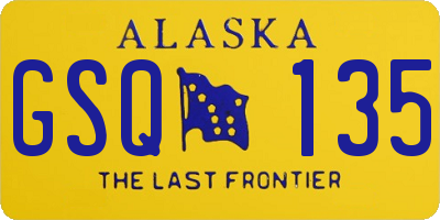 AK license plate GSQ135
