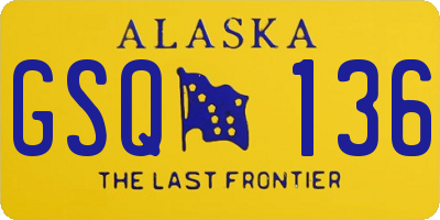 AK license plate GSQ136