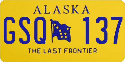 AK license plate GSQ137