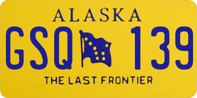 AK license plate GSQ139
