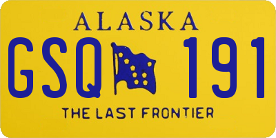 AK license plate GSQ191