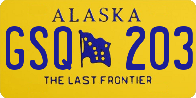 AK license plate GSQ203