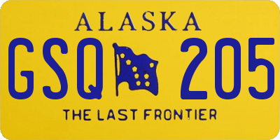 AK license plate GSQ205