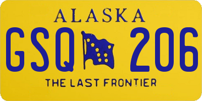 AK license plate GSQ206