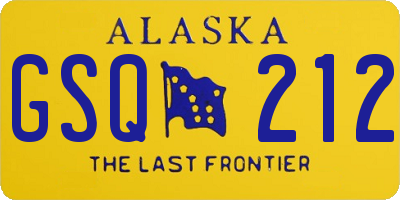 AK license plate GSQ212