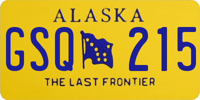 AK license plate GSQ215