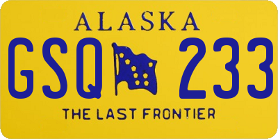 AK license plate GSQ233