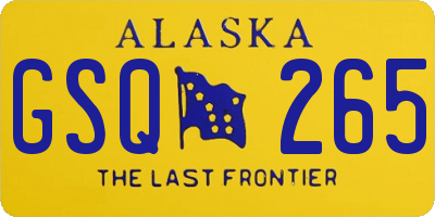 AK license plate GSQ265