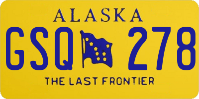 AK license plate GSQ278
