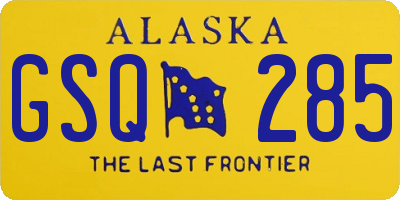 AK license plate GSQ285