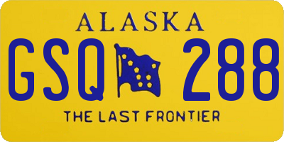 AK license plate GSQ288