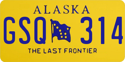 AK license plate GSQ314