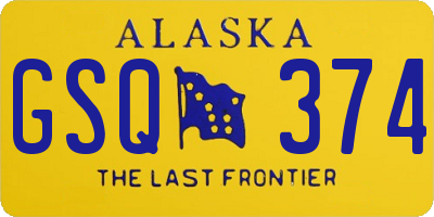 AK license plate GSQ374
