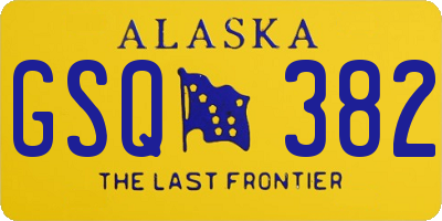 AK license plate GSQ382