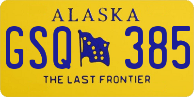 AK license plate GSQ385