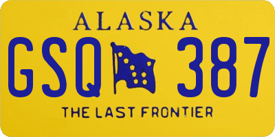 AK license plate GSQ387
