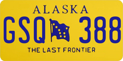 AK license plate GSQ388