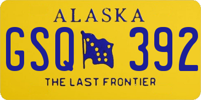 AK license plate GSQ392