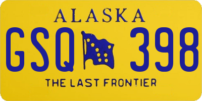 AK license plate GSQ398
