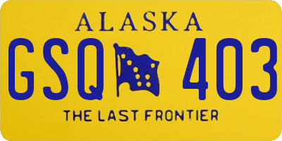 AK license plate GSQ403