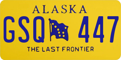 AK license plate GSQ447