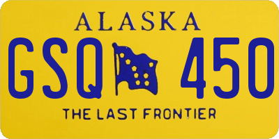AK license plate GSQ450