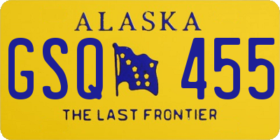 AK license plate GSQ455