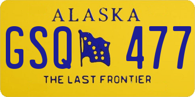 AK license plate GSQ477