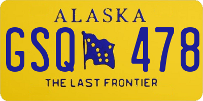 AK license plate GSQ478