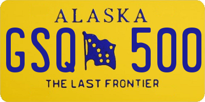 AK license plate GSQ500