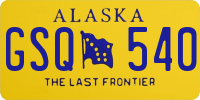 AK license plate GSQ540