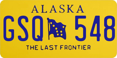 AK license plate GSQ548