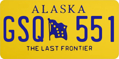 AK license plate GSQ551