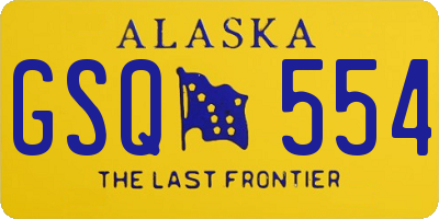 AK license plate GSQ554
