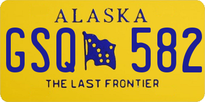 AK license plate GSQ582