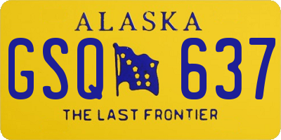 AK license plate GSQ637