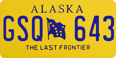 AK license plate GSQ643