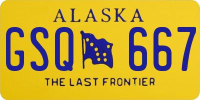 AK license plate GSQ667