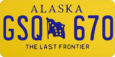AK license plate GSQ670