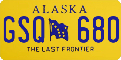 AK license plate GSQ680