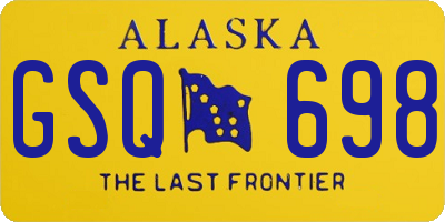 AK license plate GSQ698