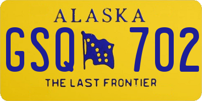 AK license plate GSQ702