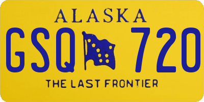 AK license plate GSQ720
