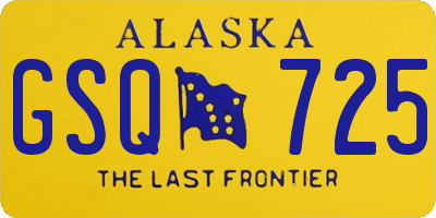 AK license plate GSQ725
